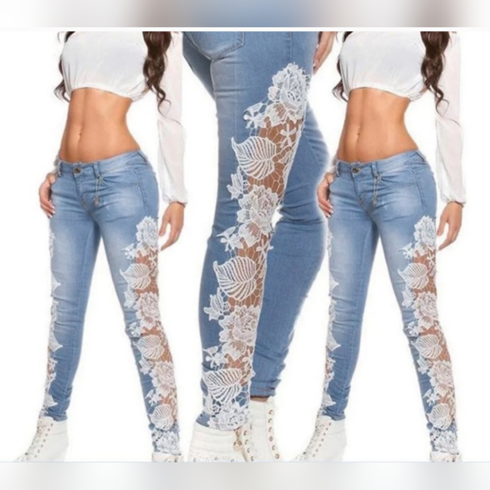 #705Top Trends Basic Collection Skinny Junior Size Girls Jeans with Crotchet 28